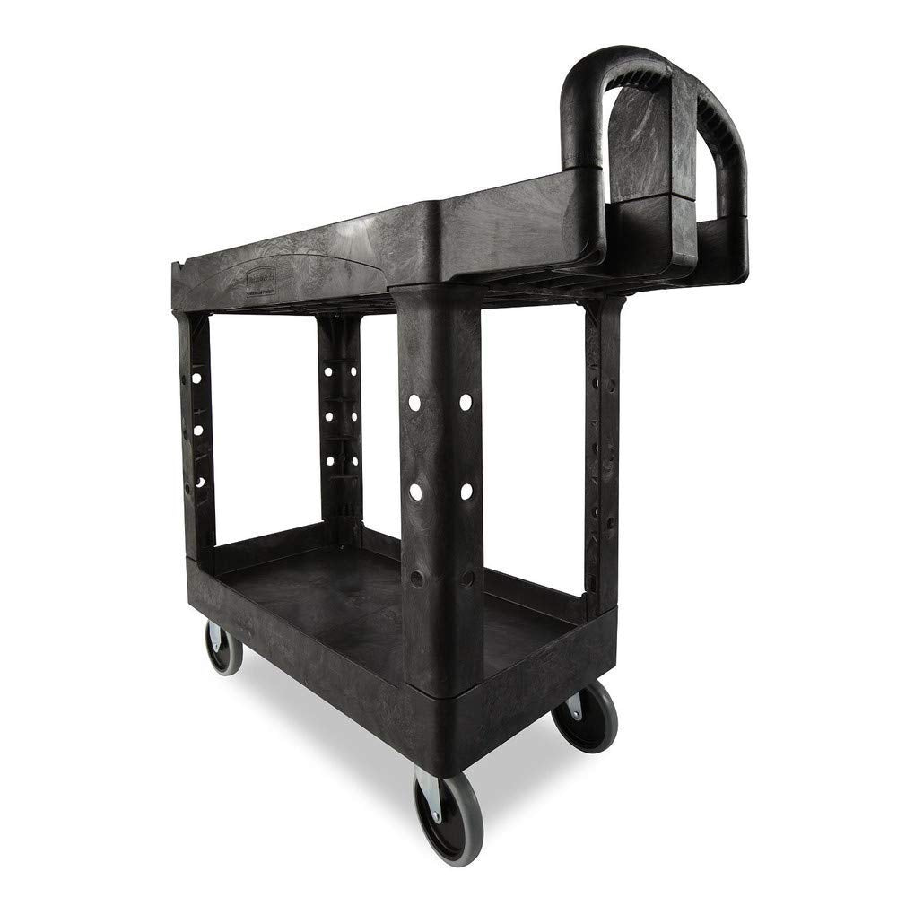 Utility RUBBERMAID Cart #500 2 Shelf Blk HD, 1 EA