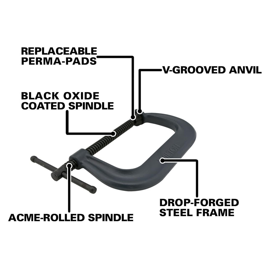 C-Clamp Wilton, 4-1/4" Opening, 3-1/4" Throat, 6200 Lbs. Clamping Force (Model 404)
