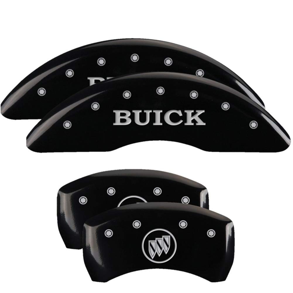 MGP Caliper Covers Buick/Buick Shield Logo 49013SBSHBK Black Powder Coat Finish, Silver Characters, Set of 4