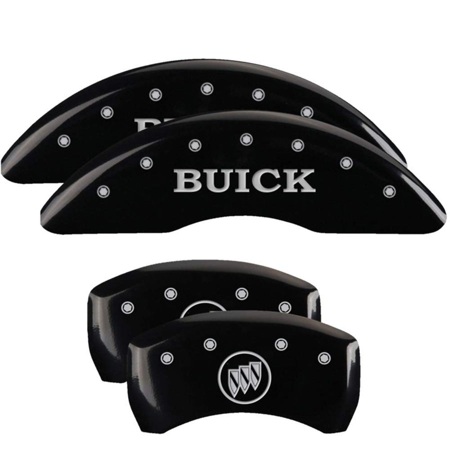 MGP Caliper Covers Buick/Buick Shield Logo 49013SBSHBK Black Powder Coat Finish, Silver Characters, Set of 4