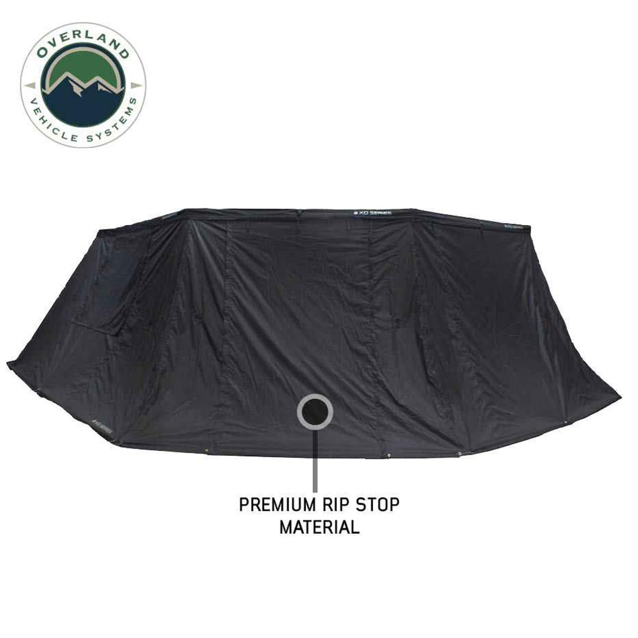 XD Nomadic 180 Awning Wall with Windows - Overland Vehicle Systems 320G Poly Cotton Rip Stop Black Out Matierial - Zipper Attachment Method