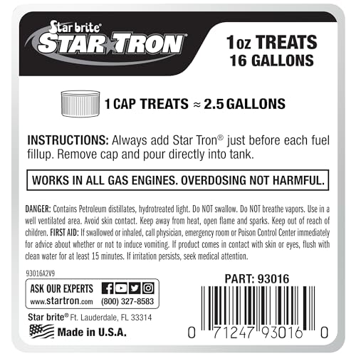 Star Tron Enzyme Fuel Treatment STAR BRITE - Concentrated Gas Formula - Treats 256 Gallons - 16 OZ (093016)