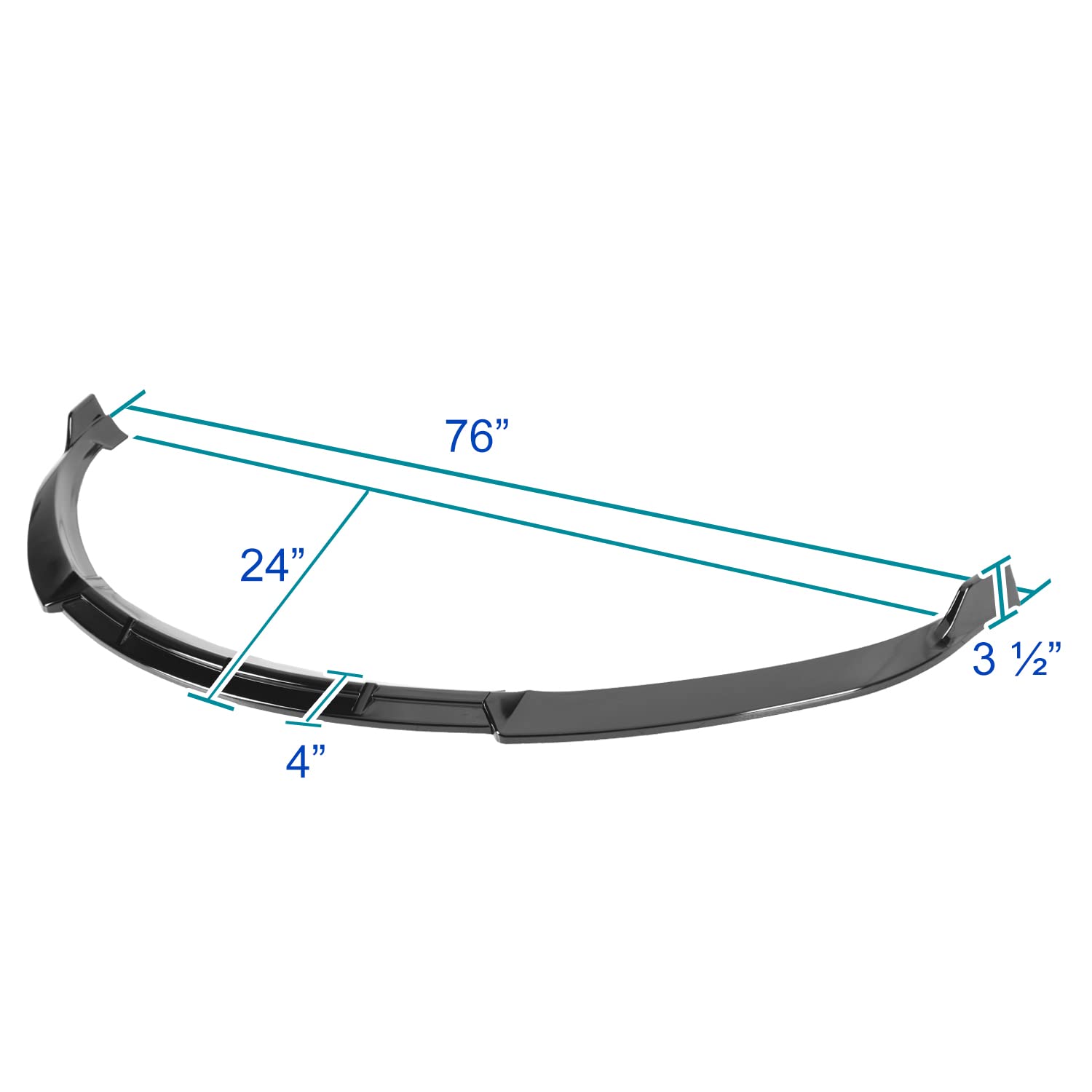 Front Bumper Lip Spec-D Tuning Glossy Black Compatible with 2012-2015 Tesla Model S, 2016 Tesla Model S with Old Style Bumper