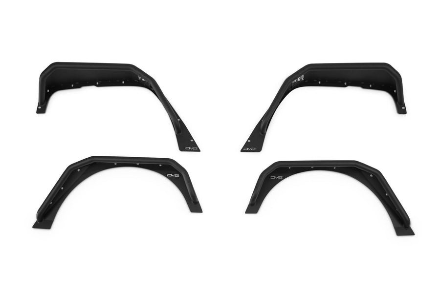 DV8 Offroad Fender Flares Spec Series for 2007-2018 Jeep Wrangler JK | Offers Improved Tire Clearance | Included Plug & Play Amber Marker Lights | Tube & Plate Steel Design | Black Powder Coat