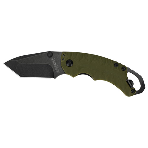 Kershaw II Shuffle Olive Multifunction Folding Pocket Knife (8750TOLBW), 2.6 In. 8Cr13MoV Stainless Steel Tanto Blade with Blackwash Finish and Reversible Pocketclip; 3 oz,Small