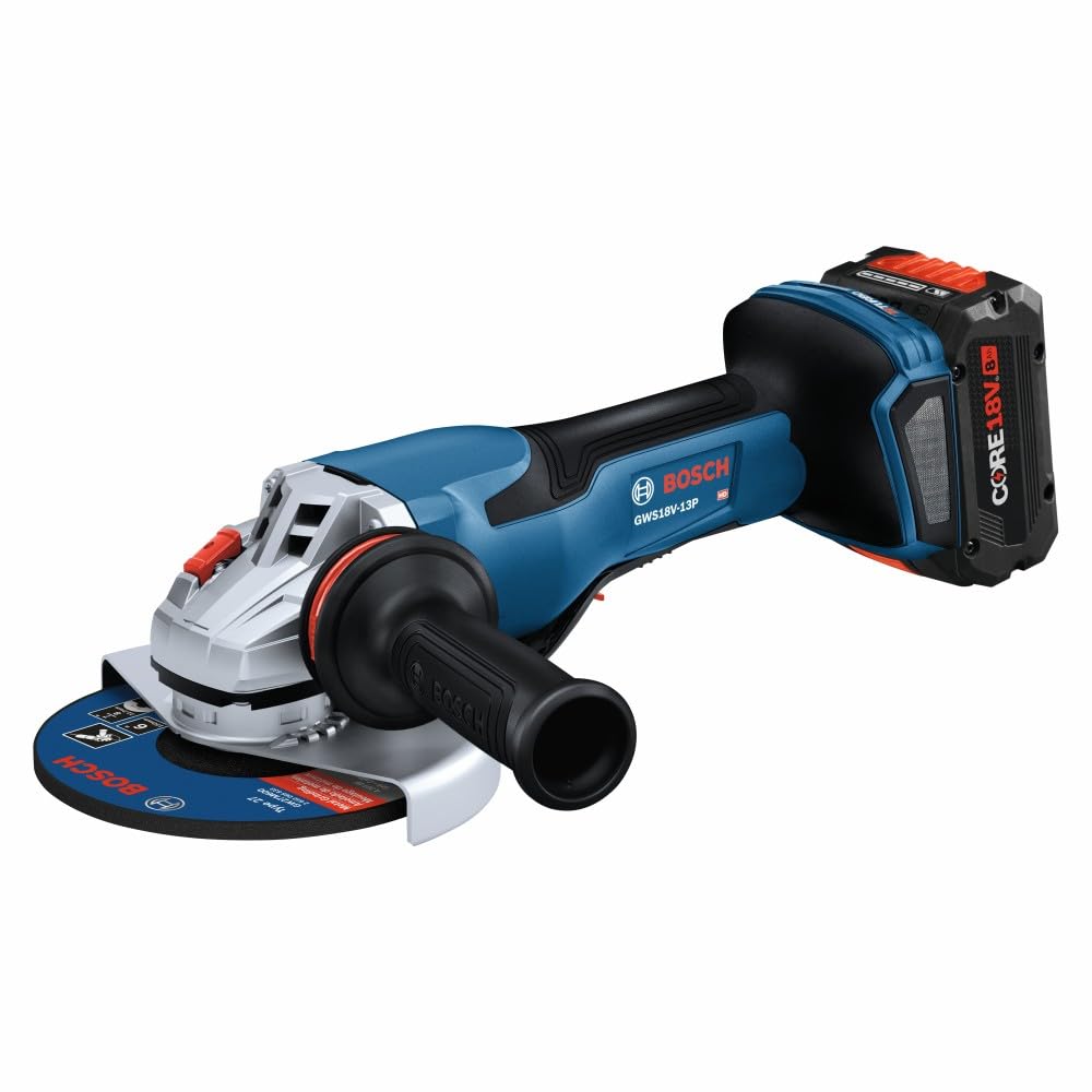 Bosch GWS18V-13PB14 18V PROFACTOR™ 5 – 6 In. Angle Grinder with No Lock-On Paddle Switch with (1) CORE18V® 8 Ah High Power Battery