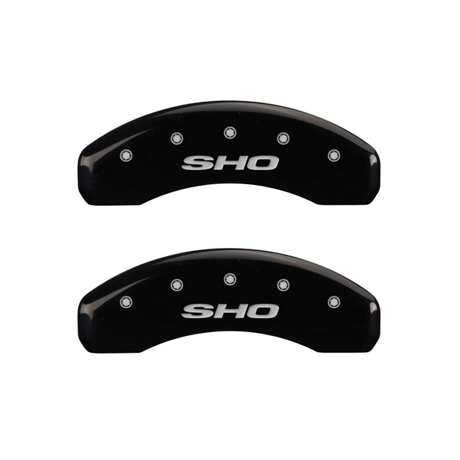 MGP Caliper Covers 10128SSHOBK Black SHO Caliper Covers - Engraved Front & Rear44; Set of 4