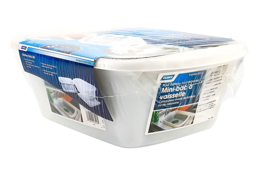 White Camco Sink Kit with Dish Drainer, Dish Pan and Sink Mat, Pack of 1
