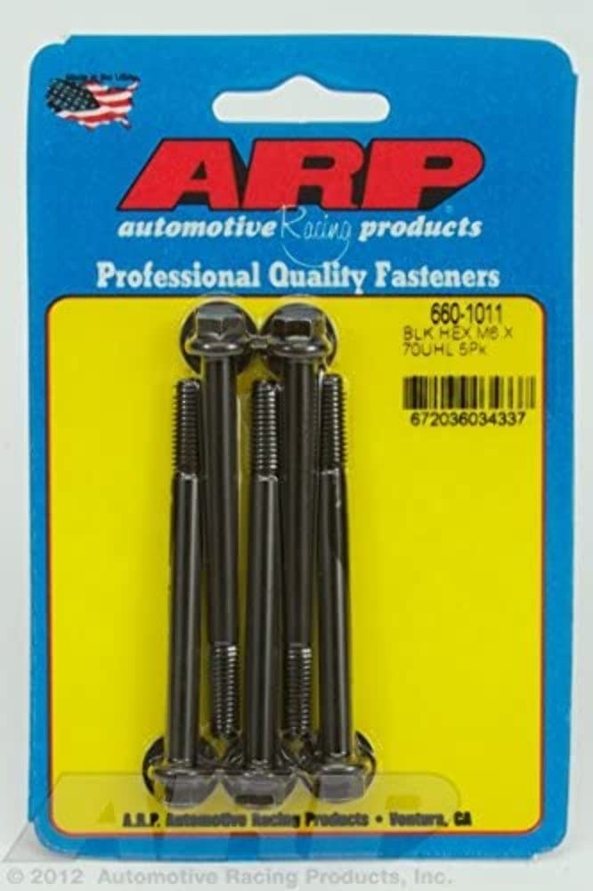 Black Oxide ARP M6 x 1.00 x 70 Hex Bolts (5/pkg)
