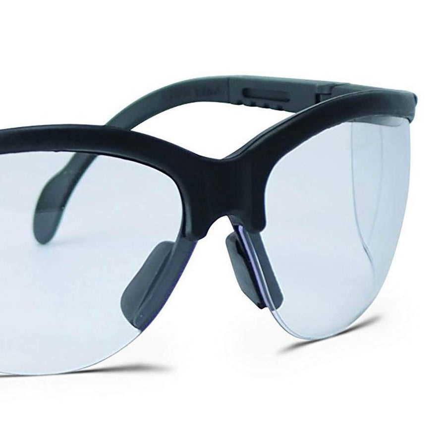 Walker's High-Grade Polycarbonate Lenses Sport Half Frame Soft Rubber Nose Piece Adjustable Safety Shooting Glasses, Clear