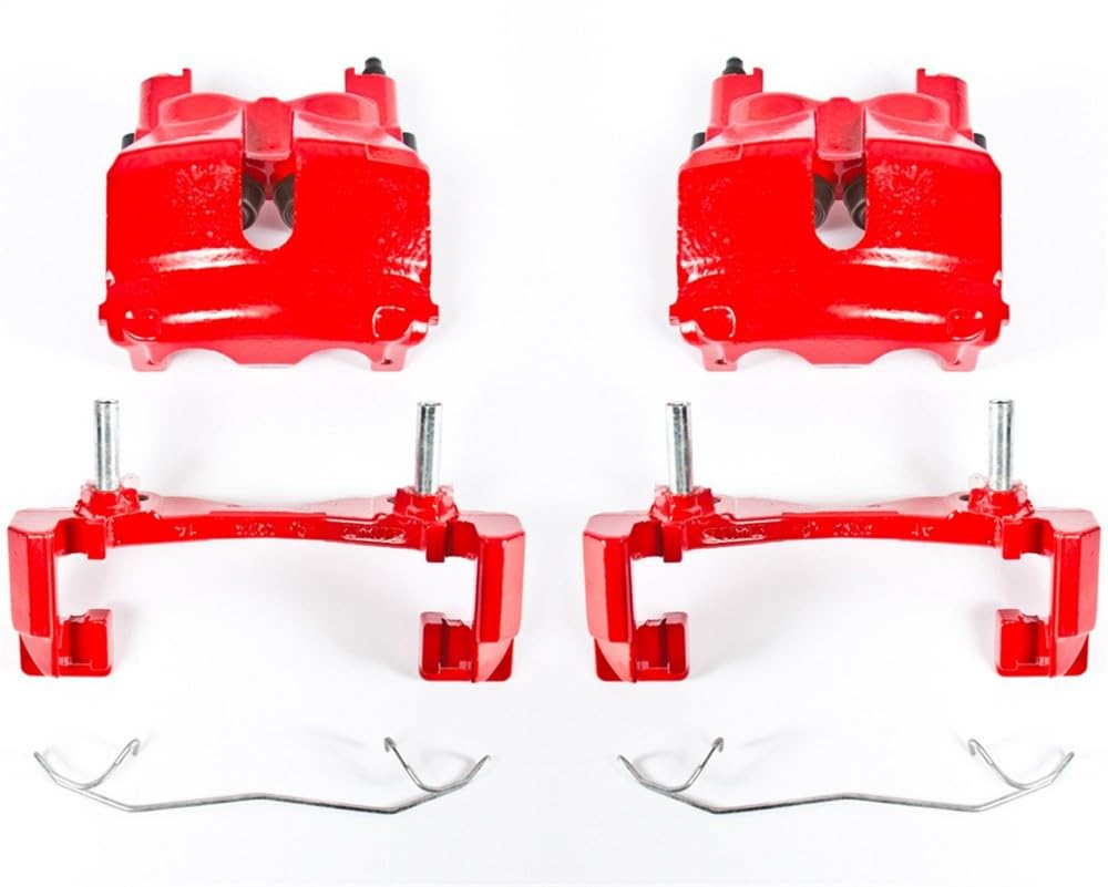 Power Stop S4810 Front Pair of High-Temp Red Powder Coated Calipers For Jeep Grand Cherokee 1999-2002 [Model Specific]