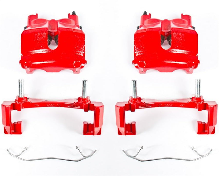 Power Stop S4810 Front Pair of High-Temp Red Powder Coated Calipers For Jeep Grand Cherokee 1999-2002 [Model Specific]