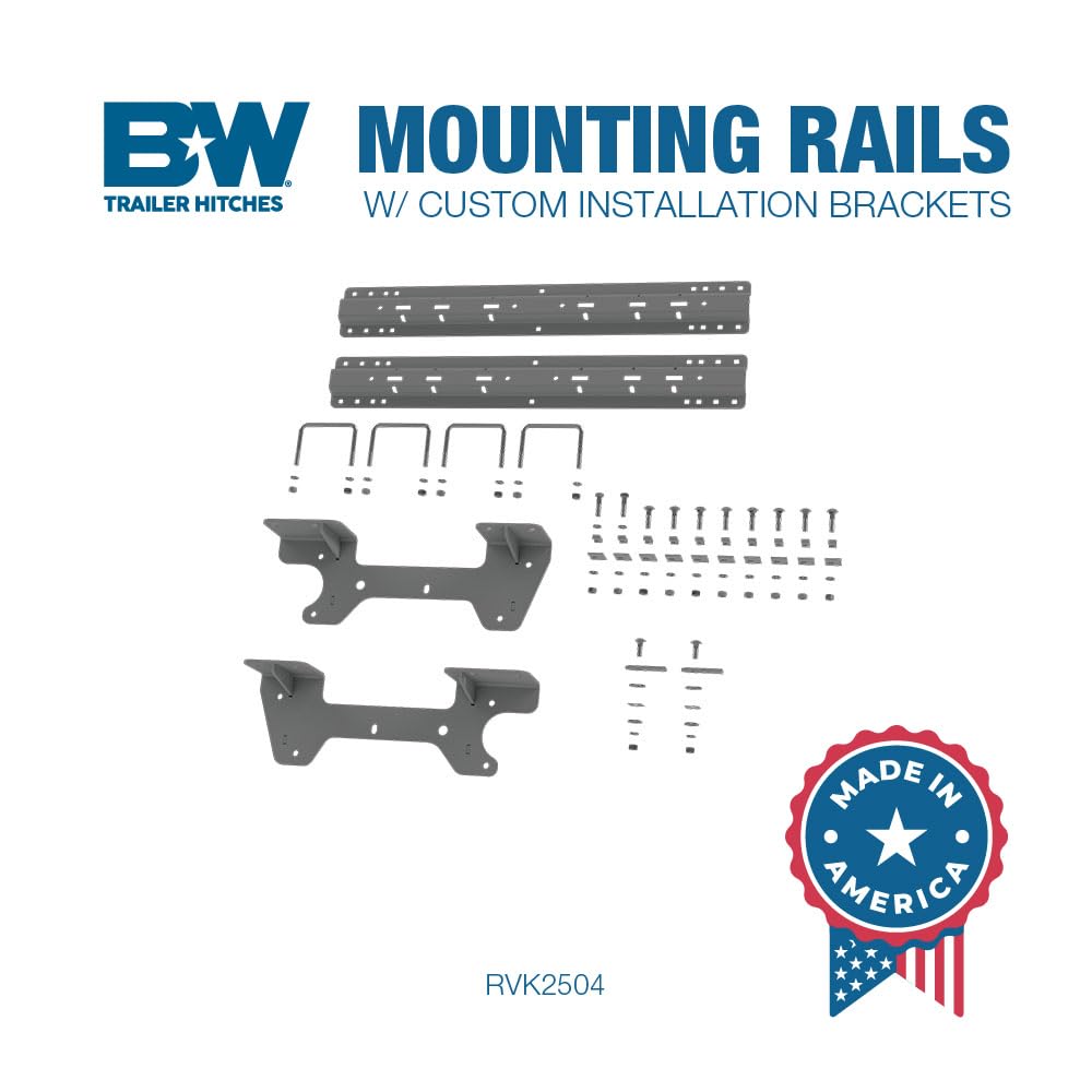 Fifth Wheel Hitch B&W Trailer Hitches Universal Mounting Rails with Custom Installation Brackets - RVK2504