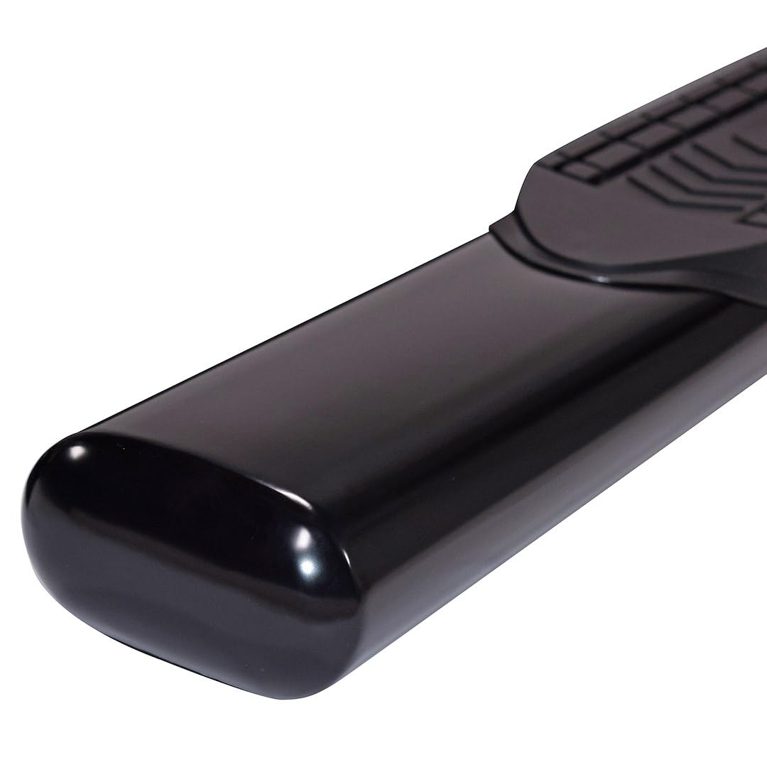 TrailFX Nerf Bars Chevrolet Silverado 1500 Crew Cab Fits 2020-2021 – Black Powder Coated Steel 6 Inch Oval Bent Side Steps with Step Pads Welded End Caps Rocker Panel Mount