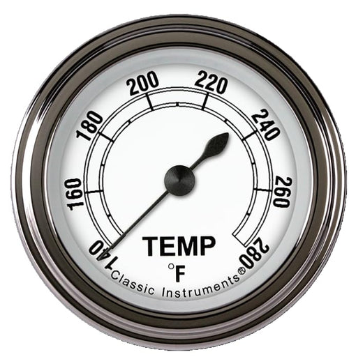 Classic Instruments Classic White CW126SLF-08 2-1/8" Water Temperature Gauge Full Sweep 1/2"