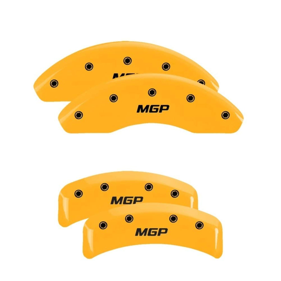 MGP 36025SMGPBK Caliper Covers Black Powder Coat Finish, Silver Characters, Set of 4