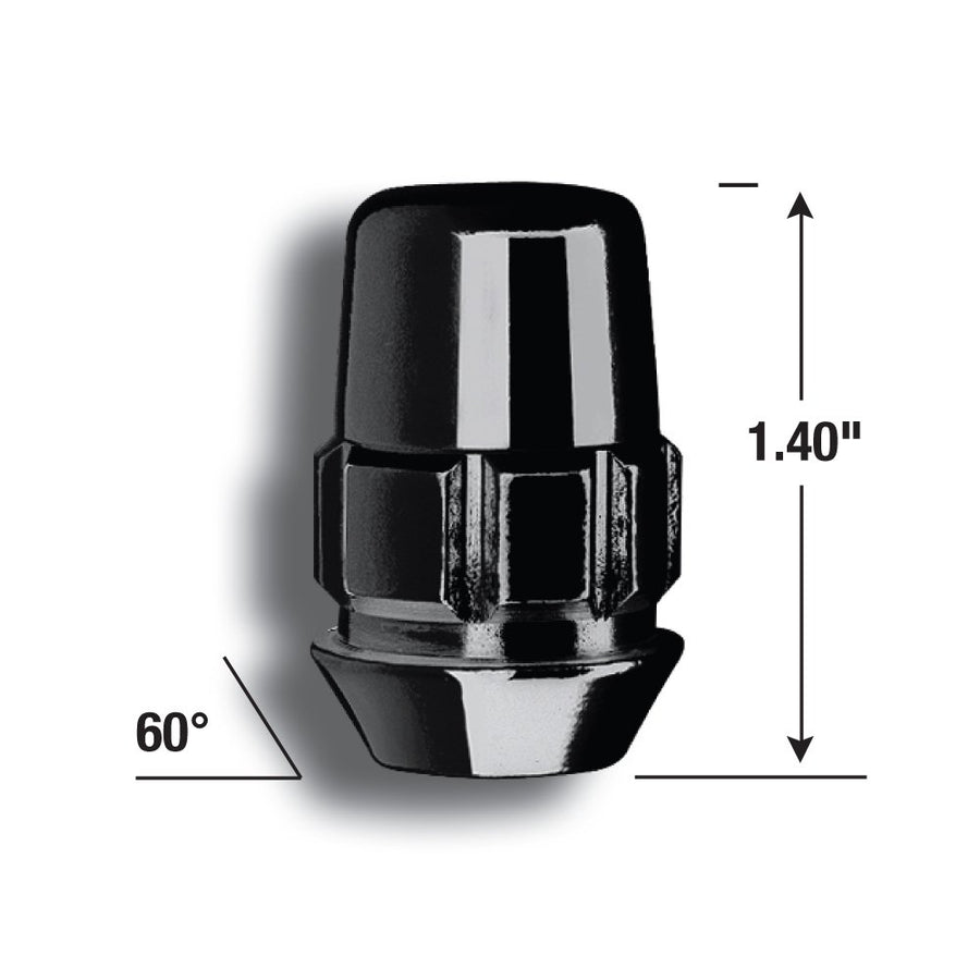 Gorilla 71621NBC Automotive Acorn Black Chrome Wheel Locks (12mm x 1.25 Thread Size) - Pack of 4