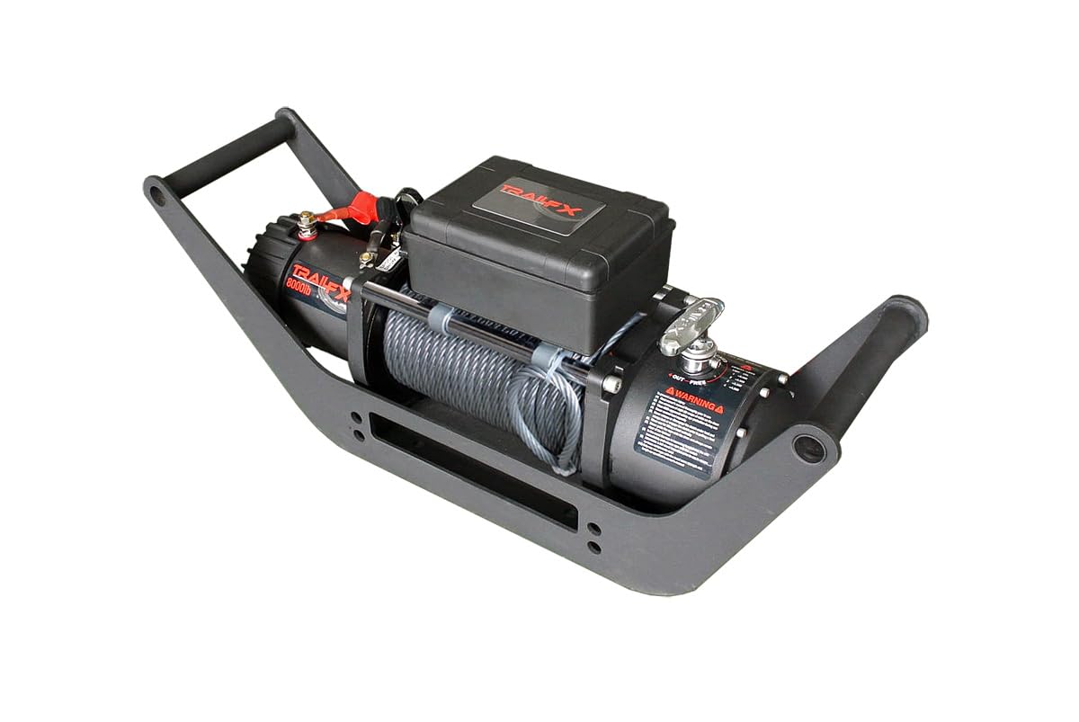 TrailFX 2 Inch Receiver Hitch Winch Mount Fits Winches Up to 12,000 lbs Textured Black Powder Coat Includes Hitch Pin and Clip Heavy-Duty Steel TrailFX WA018 Mount