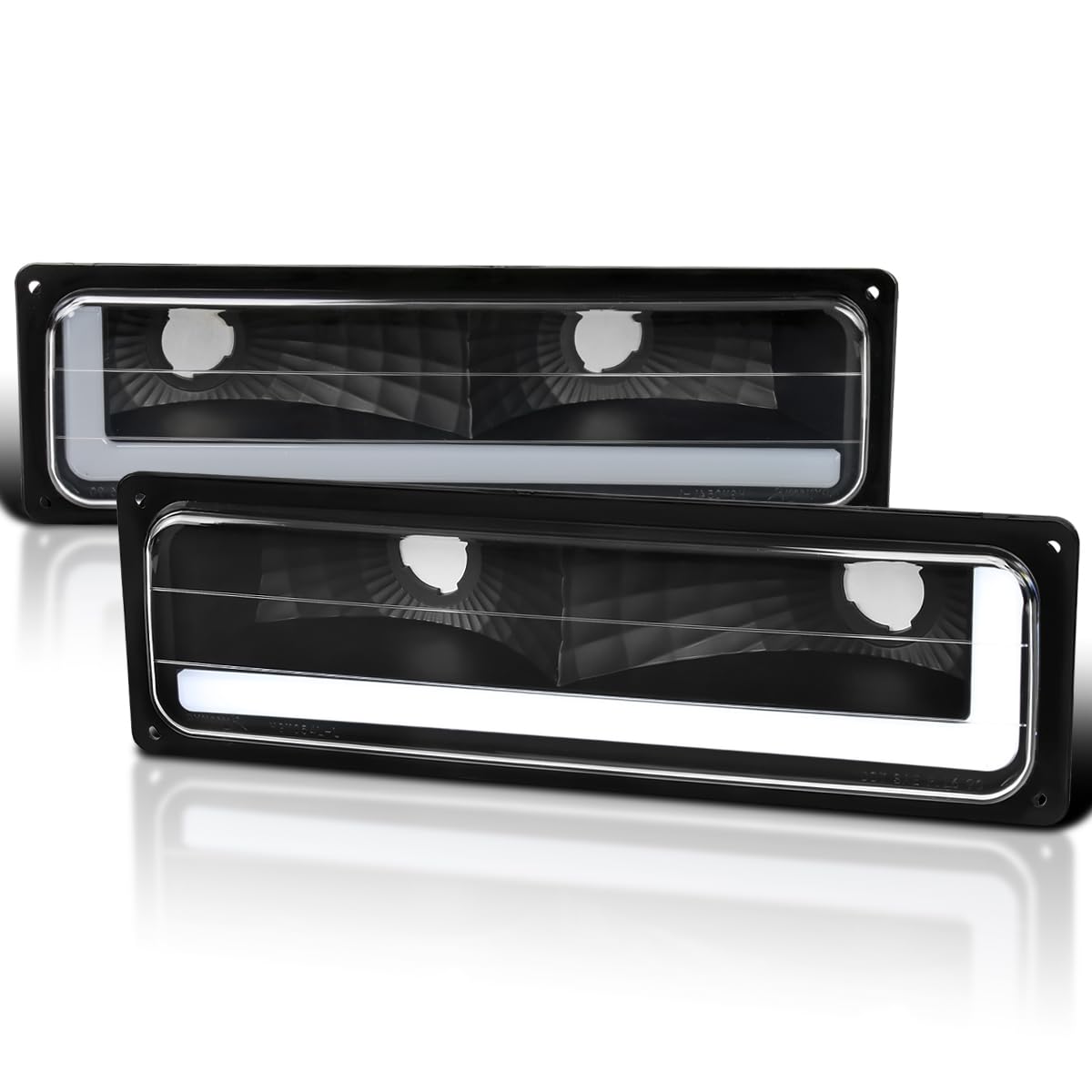 Black LED Bar Bumper Lights SPEC-D TUNING Compatible with 1988-1998 Chevy Silverado C10 C/K