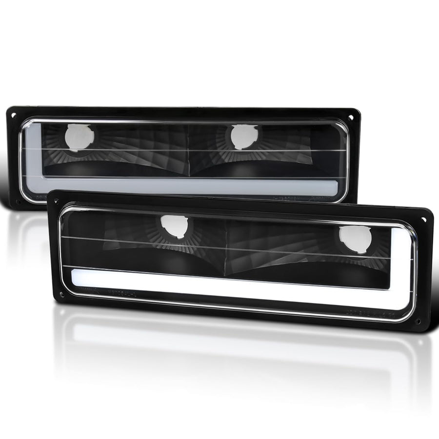 Black LED Bar Bumper Lights SPEC-D TUNING Compatible with 1988-1998 Chevy Silverado C10 C/K