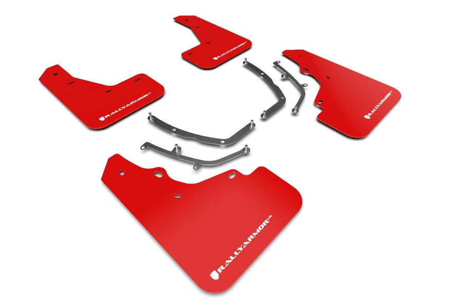 Rally Armor UR Red Mud Flap with White Logo FITS 2019+ Mazda3 GT Sport Hatch MF61-UR-RD/WH