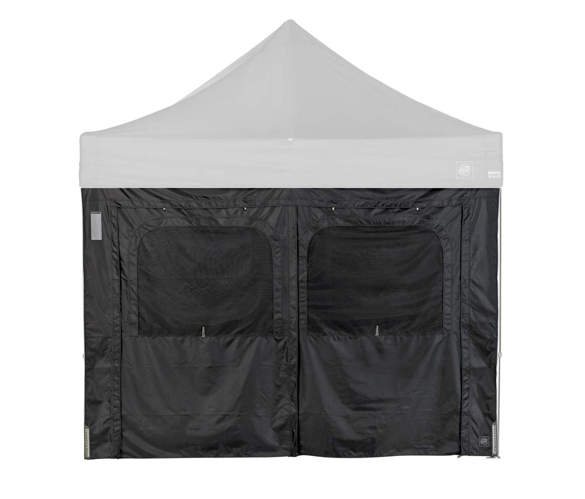 E-Z UP PRO Sidewall Single Utility, Fits 10' Straight Leg, Includes Double Doors and Roll-Up Screened Windows, Black