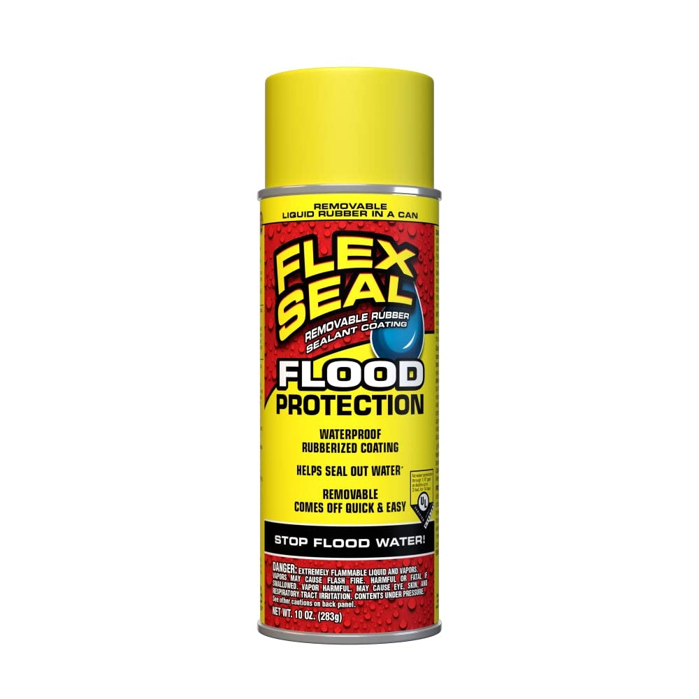 Flood Protection Flex Seal Spray, 10 oz, 1-Pack, Waterproof Rubberized Coating, Removable, Use on Door Tracks, Seams, Sills, Small Openings, Corners, and Irregular Shapes and More