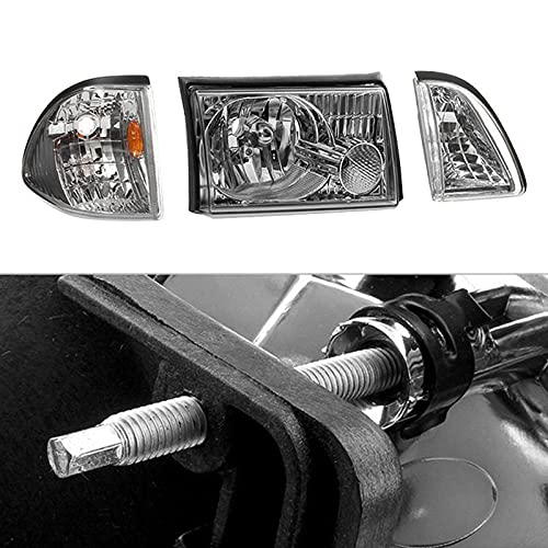 Headlight Xtune HD-JH-FM87-6PC-AM-C (Ford Mustang 87-93 OEM style s with Corner Parking Lights 6pcs Amber - Chrome)