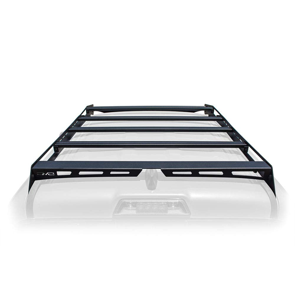 Slotted Aluminum Roof Rack | DV8 Offroad | Compatible with 2016+ Toyota Tacoma Double Cab | Optional Light Mounts | Black Finish