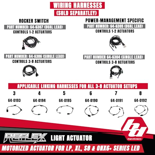 Baja Designs Reflex Light Actuator Kit for XL Pro, 80, Sport, Racer Series LED Light Pods - Motorized Pitch Adjustment Up to 20°, Low-Profile Bolt-On Mount, Waterproof Construction (Single Actuator)
