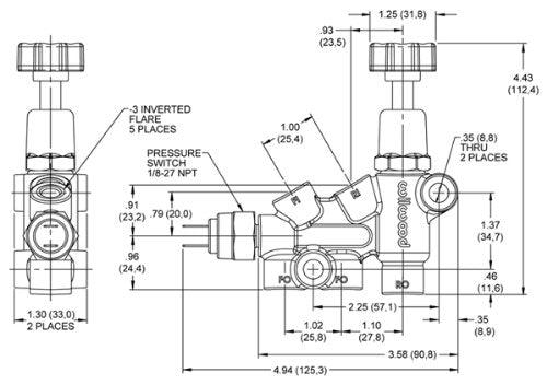 HV Tandem M/C Kit Wilwood w L/H Bracket & Prop Valve - 1" Bore