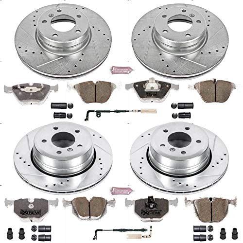 Power Stop K5439-26 Z26 Carbon Fiber Brake Pads Front and Rear with Drilled & Slotted Brake Rotors Kit For BMW 525xi, 5, 528i xDrive, 5, 530xi, 535i xDrive, 5 [Model Specific]
