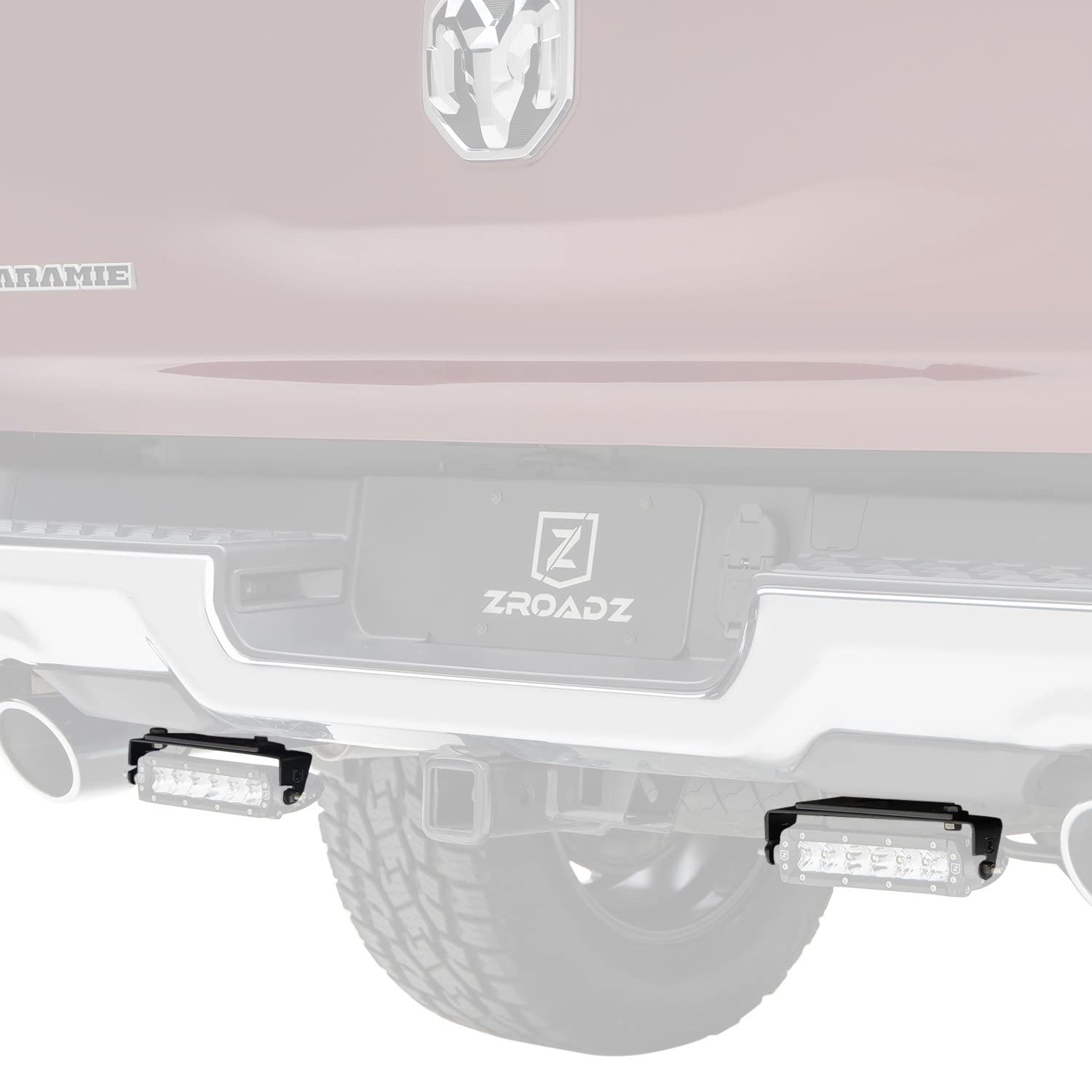 ZROADZ 2019-2022 Ram 1500 LED Bracket to Mount Rear Bumper (2) 6 Inch Straight Single Row Light Bar, Black - Z384821