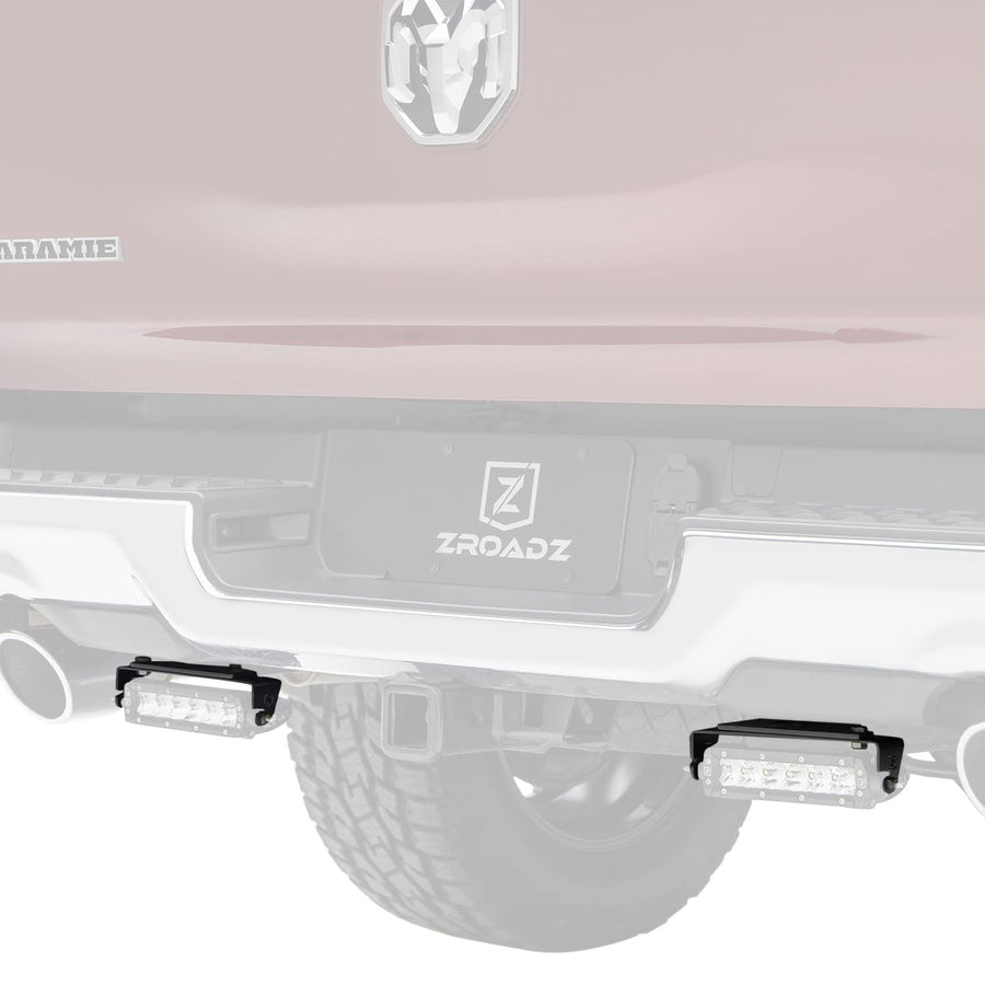 ZROADZ 2019-2022 Ram 1500 LED Bracket to Mount Rear Bumper (2) 6 Inch Straight Single Row Light Bar, Black - Z384821
