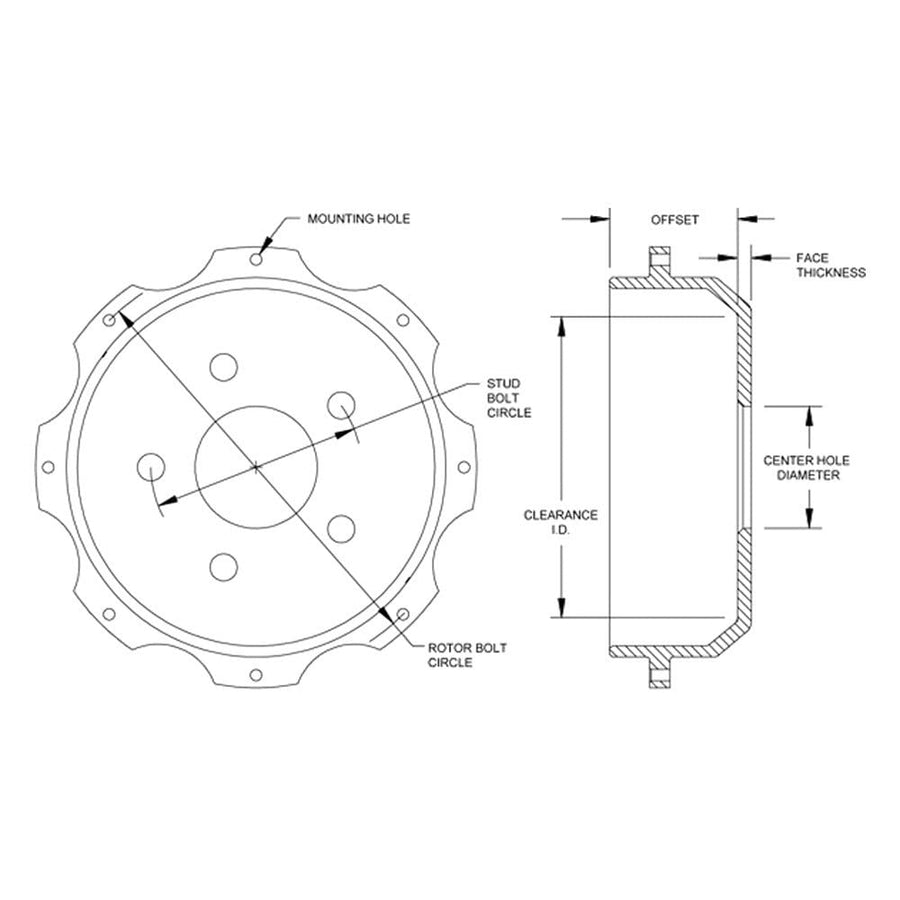 Brake Hat-Park, 2.08" Offset