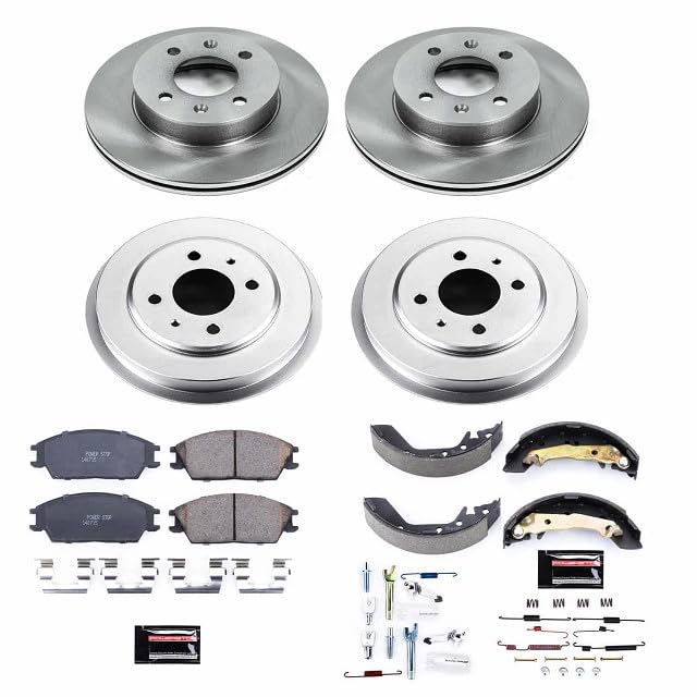 Power Stop KOE15196DK Front and Rear Replacement Brake Kit-OE Brake Drums & Ceramic Brake Pads For Hyundai Accent 2003 [Model Specific]
