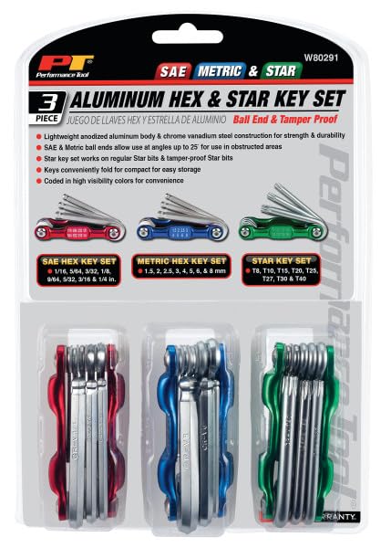 W80291 Performance Tool Aluminum Hex and Star Key Set, 3-Piece