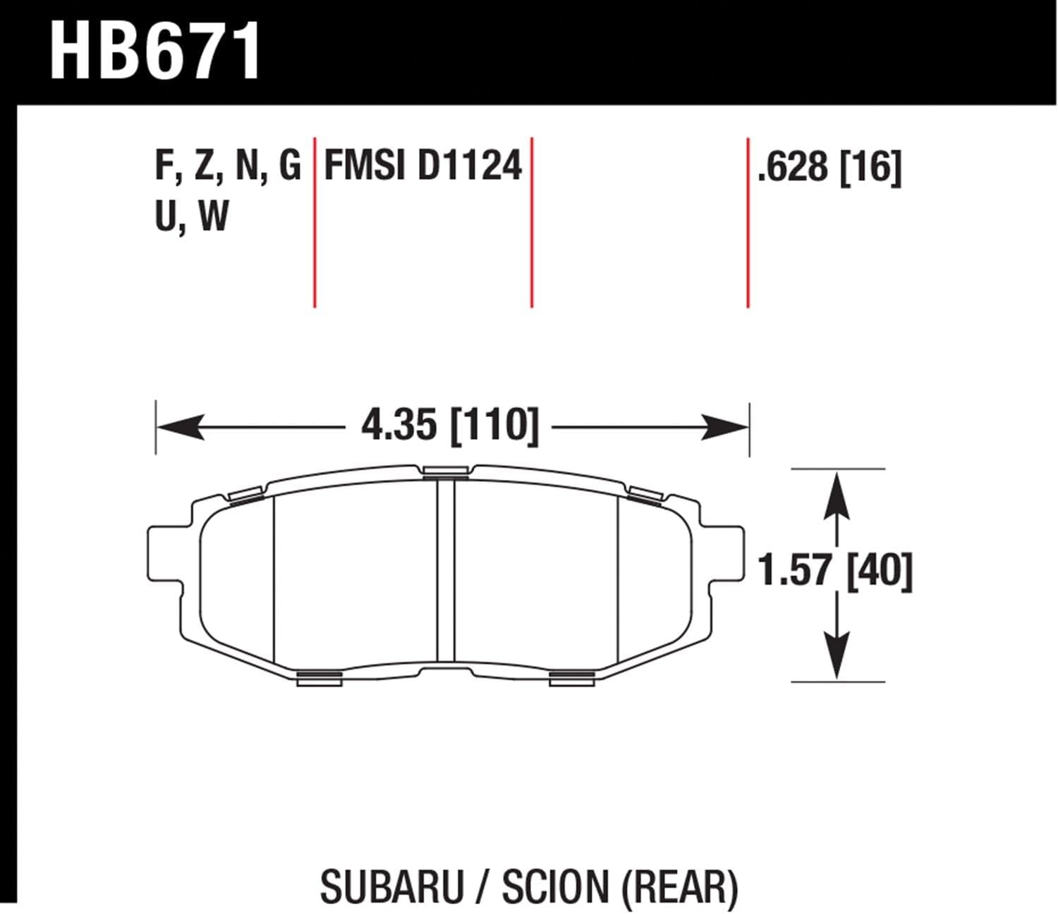 Hawk Performance DTC-60 HB671G.628 Motorsport Brake Pads