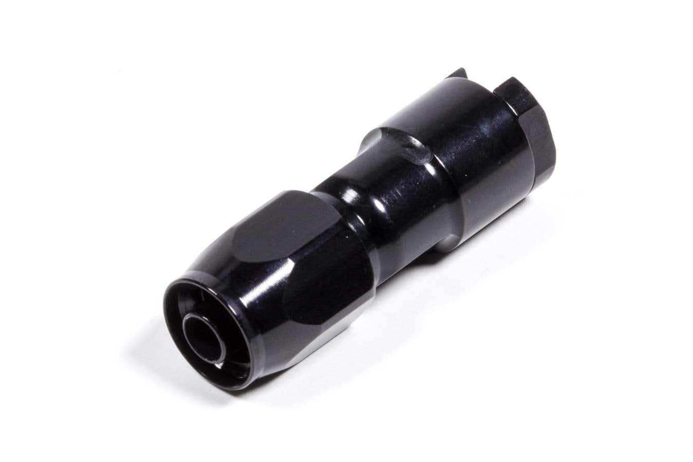 Edelbrock 3/8" SAE QUICK DISCONNECT FEMALE TO -6 HOSE STRAIGHT BLK ANODIZED