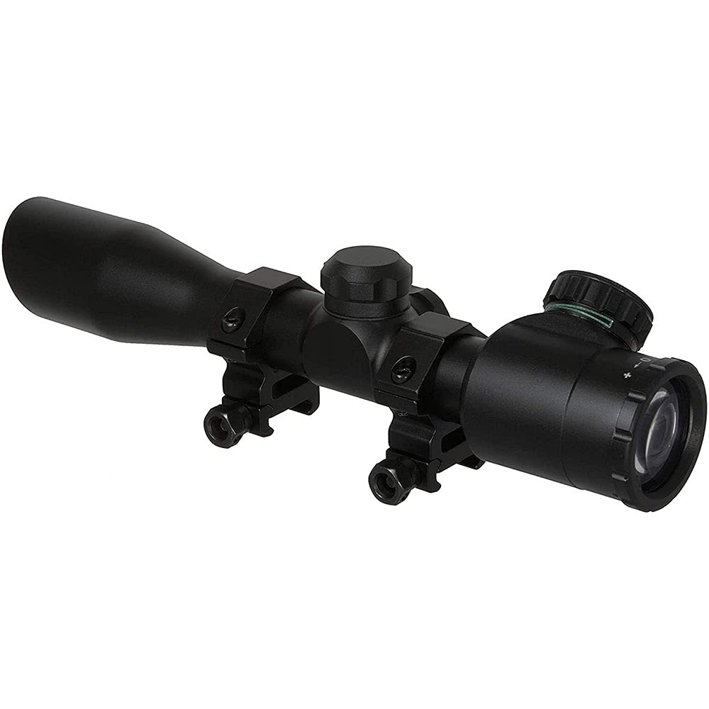4x32mm TRUGLO Compact Crossbow Scope with Scope Rings Included| Illuminated BDC / Rangefinder, Black