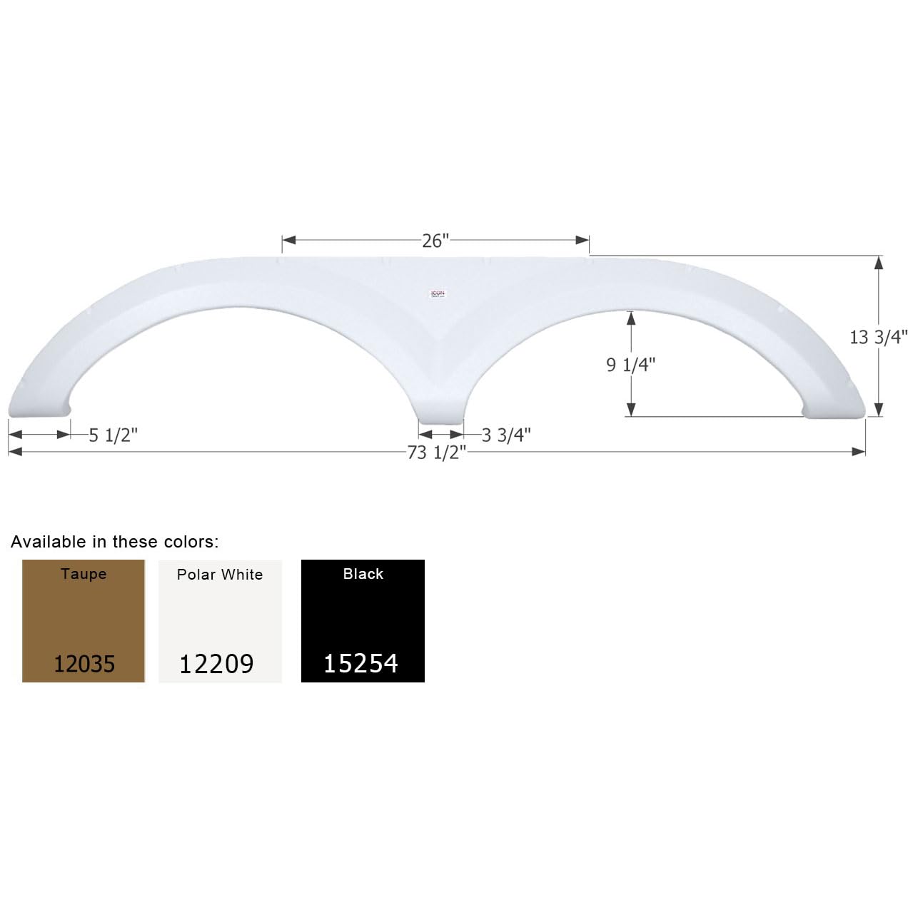 Tandem Axle Fender Skirt Icon 15254 FS2035 for Keystone - Black