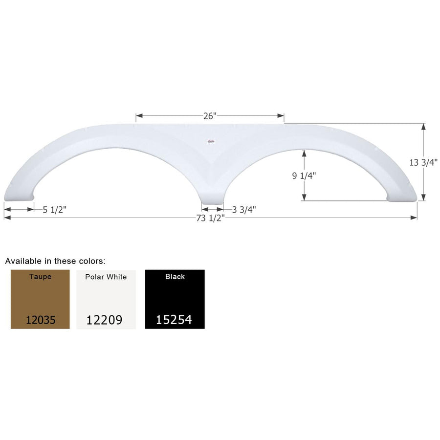 Tandem Axle Fender Skirt Icon 15254 FS2035 for Keystone - Black