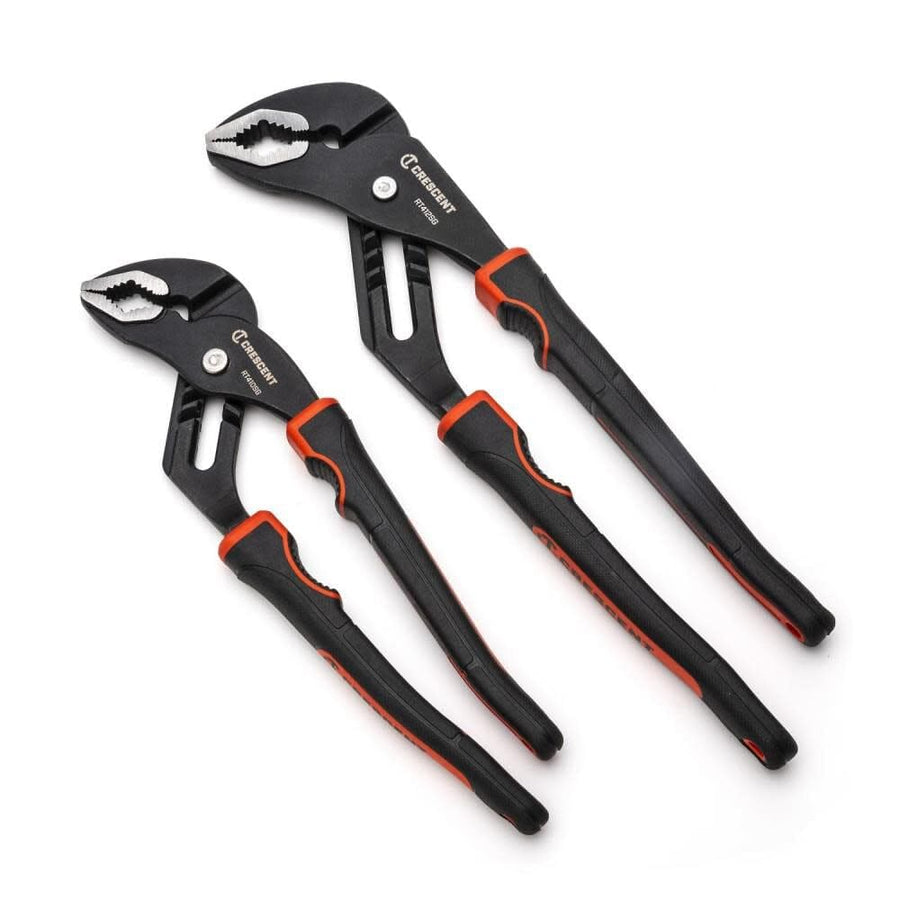 Crescent 2 Piece V-Jaw Grip Zone Dual Material Tongue & Groove Plier Set - 10" & 12" Versatile Pliers - Heavy Duty Hand Tools for Plumbing Tasks, Home Improvement & Repair - RT400SGSET2-05