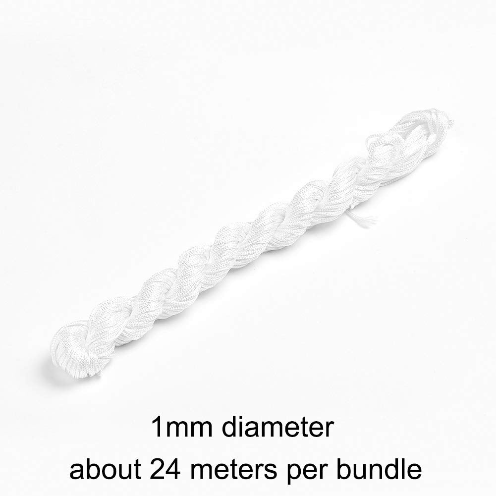 10 Bundles JEWELEADER About 260 Yard Nylon Jewelry Thread Cord 1mm Shiny Silky Rattail Cord Chinese Knotting Beading Cord for DIY Jewellery Making Macrame Kumihimo Shamballa Friendship Bracelet - Snow