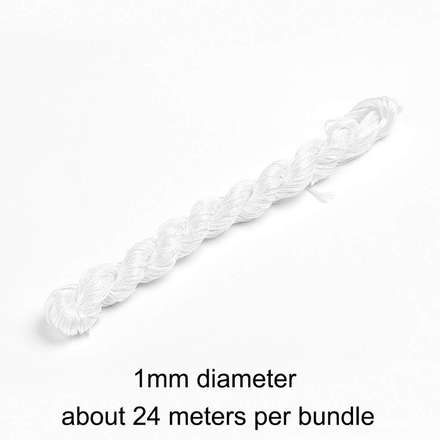 10 Bundles JEWELEADER About 260 Yard Nylon Jewelry Thread Cord 1mm Shiny Silky Rattail Cord Chinese Knotting Beading Cord for DIY Jewellery Making Macrame Kumihimo Shamballa Friendship Bracelet - Snow