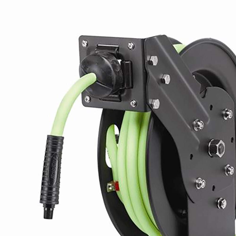 Flexzilla Retractable Open Face Air Hose Reel, 3/8 in. x 25 ft., Heavy Duty, Lightweight, Hybrid, ZillaGreen - L8603FZ