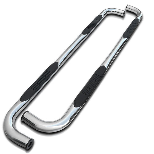 3" Stainless Steel Round Chrome Polished Side Step Bars Spec-D Tuning Compatible with 2019-2023 Chevy Silverado 1500 Crew Cab, 2020-2024 Silverado 2500 3500, L+R Pair
