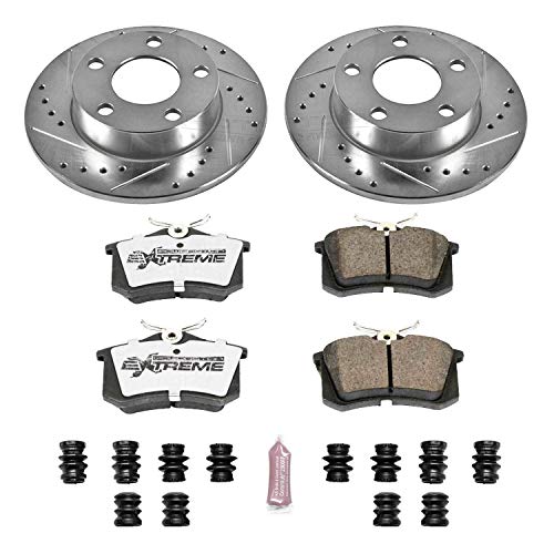 Power Stop K585-26 Z26 Carbon Fiber Brake Pads with Drilled & Slotted Brake Rotors Kit For Volkswagen Passat 1999-2005 [Model Specific]