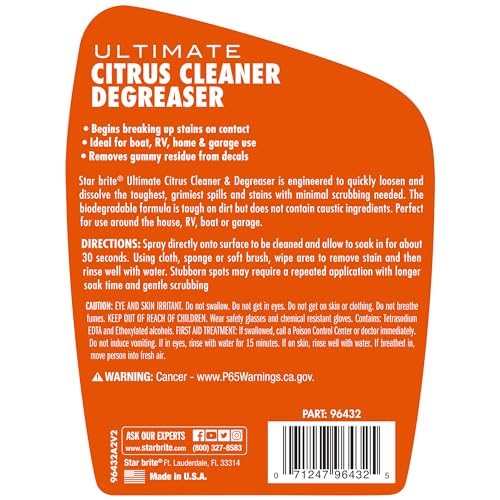 Ultimate Citrus Cleaner & Degreaser STAR BRITE - Powerful Biodegradable Formula - Boat and Home Cleaning Solution - 32 OZ (096432)