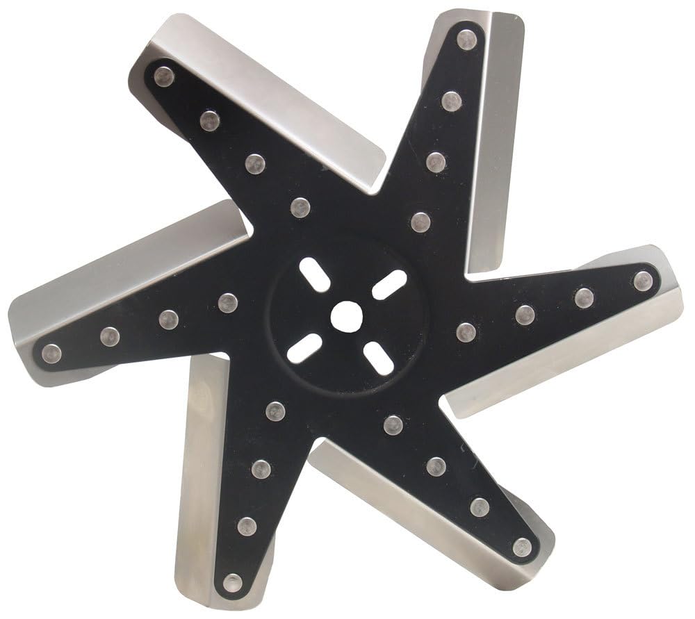 Derale Flex Mechanical Cooling Fan, Reverse Rotation, 13 in Fan, 6 Blade, Universal Bolt Pattern, Steel Hub/Stainless Blades, Black/Natural, Each